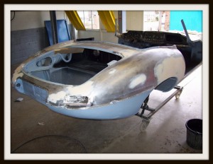 E Type Jaguar paint preperation